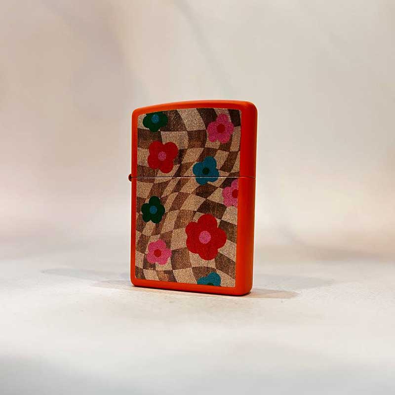 فندک زیپو اصل گل نارنجی