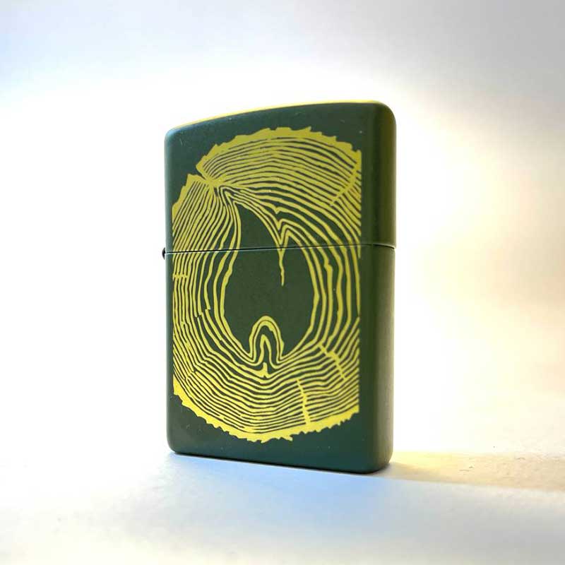 فندک زیپو طرح حلقه چوبی