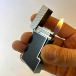 فندک دوپونت مشکی نقره‌ای